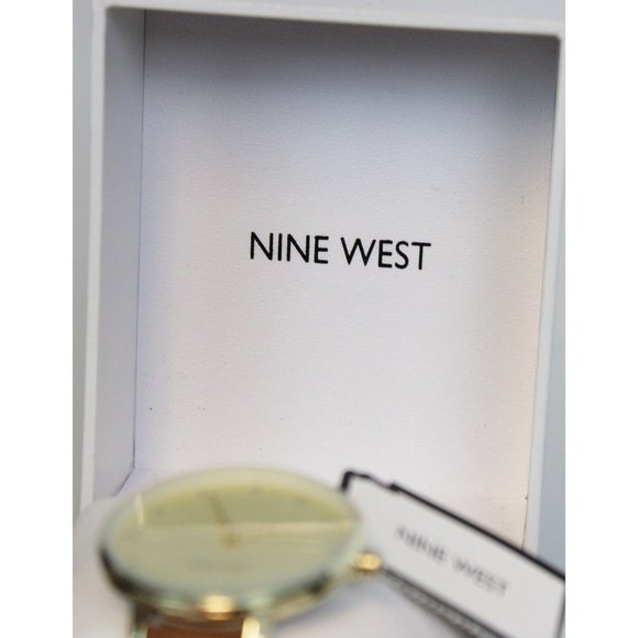 NWT Nine West Brown Leather Gold Colored Watch Women's Analog Business Formal - Picture 6 of 12